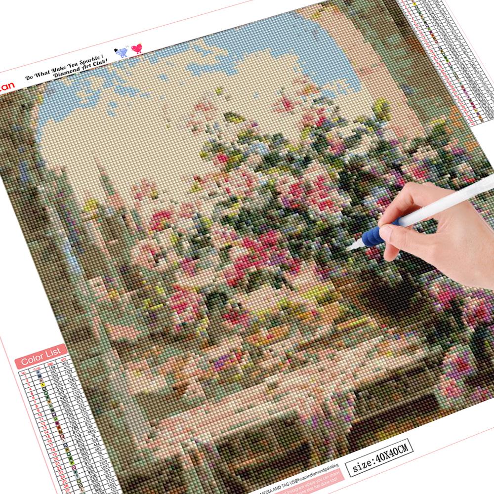 HUACAN DIY lucky lovely flower diamond painting kit square drill painting rhinestone