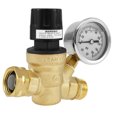 Regulator ciśnienia wody w kamperze Profesjonalny zawór redukcyjny ciśnienia z regulowanym uchwytem i wskaźnikiem 3/4 cala GHT160PSI do kampera