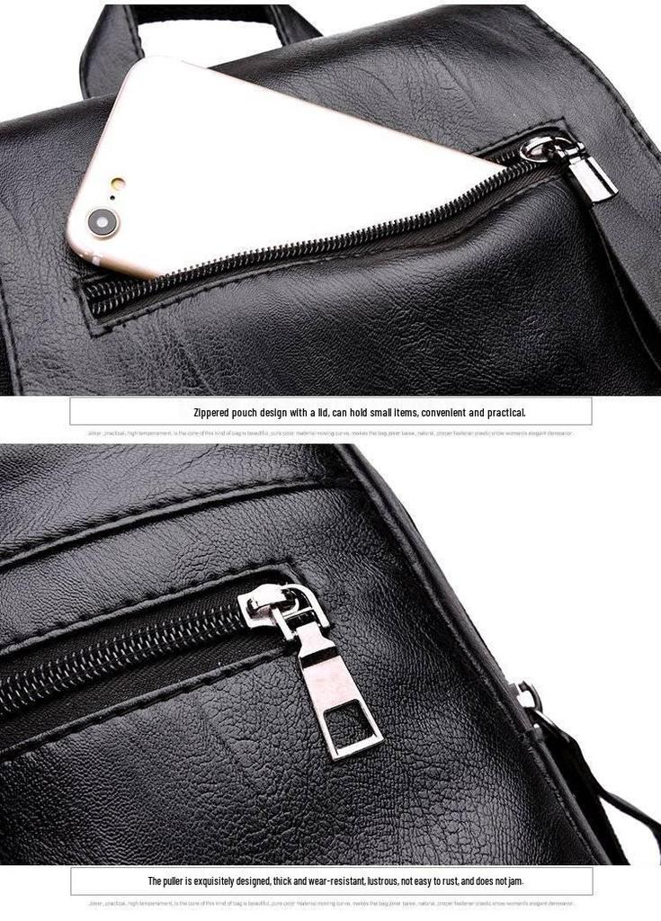 Autumn/Winter Double Shoulder Bag: Women's Soft Leather School Bag, Korean Style Handbag & Backpack