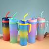 1.2L 40oz Gradient Tumbler with Straw - 3pcs Insulated Car Cup, BPA-Free Steel Ice Mug