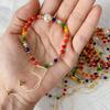 KKBEAD Rainbow Gradient Crystal Bracelet with Freshwater Pearls – Adjustable Spring/Summer Jewelry.