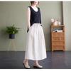Embroidered High-Waisted A-line Cotton Midi Skirt: Slimming, Elastic Waist, Literary Style, Wide Hem for Women