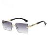 New borderless sliced fashion sunglasses European and American personalized leopard decoration personalized trimmed PC sunglasses