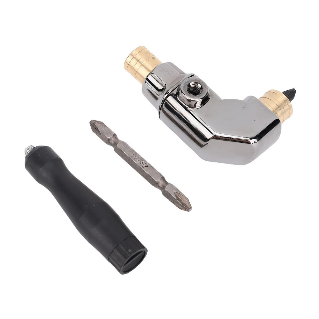 Right Angle Drill Attachment Set All Metal Body 90 Degree Drill Bit Corner Adapter with Cr V Handle for Impact Driver