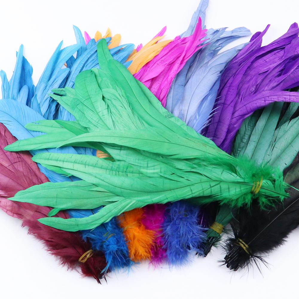10PCS/lot Natural Roosters Tail Feather Bulk 10-16inch/25-40cm Cock Chicken Feathers Decorations for Carnival Stage Performances