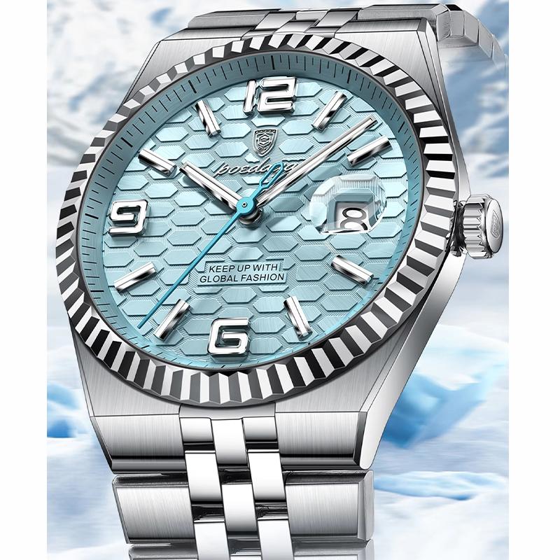 Men Watches Trend Fashion Quartz Watch for Man Texture Threaded Bezel Waterproof Luminous Date Stainless Steel