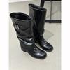 Woman Boots Knee High Platform Chunky Heels Trend Punk Gothic Rock Leather Fashion Women's Shoes Motorcycle Footwear