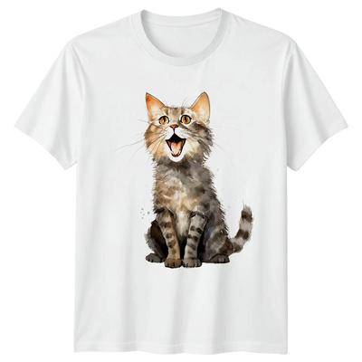 Happy Meowing Tabby Cat TShirt Tabby Cat Cats Birthday Gift For Him And Her