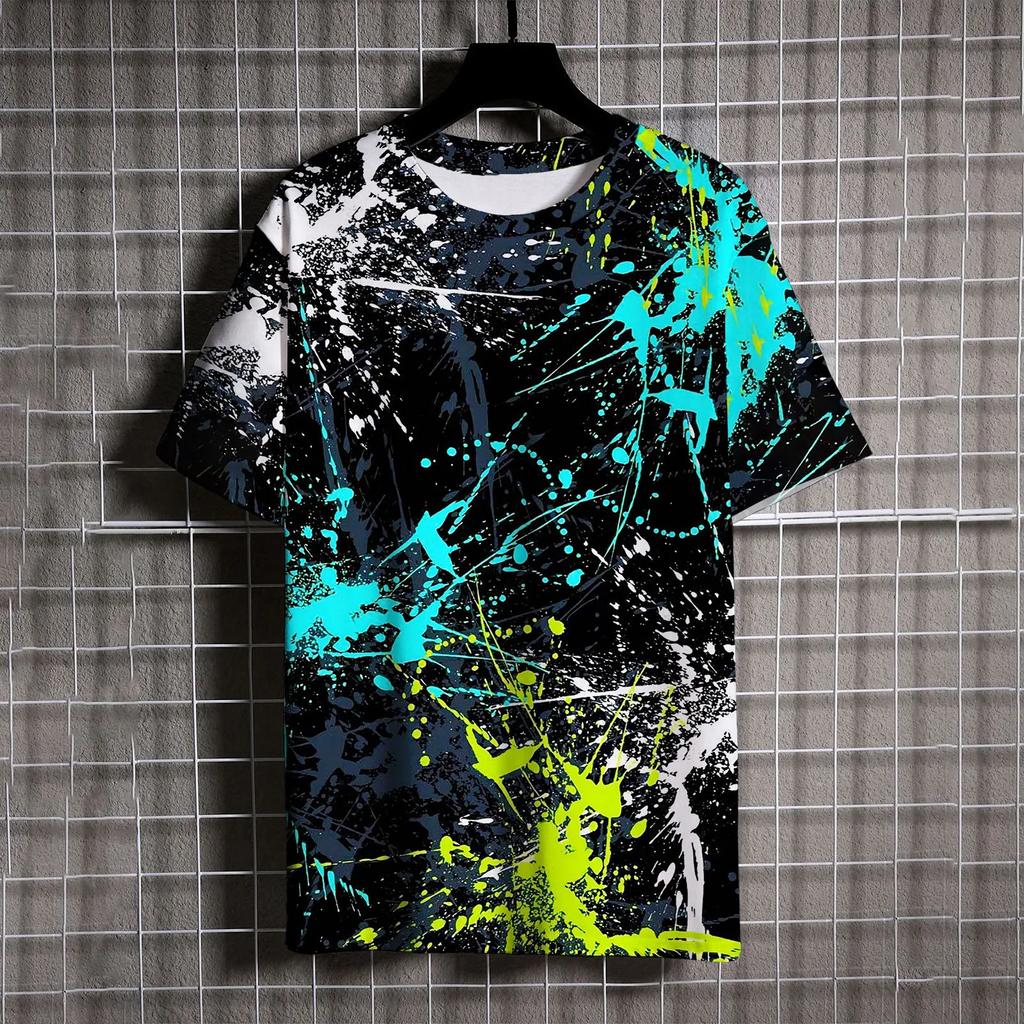 Summer Fashion Sports Graffiti Men T-shirts New Trend Harajuku Casual Personality 3D Printed Round Neck Short Sleeve Tees Tops