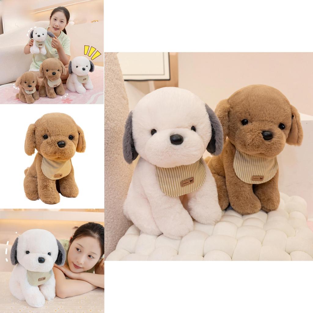Cute Sitting Dog Plushie With Short Fur Material For Childrens Bedroom Decor
