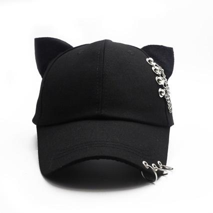 New parent-child metal decorative baseball cap personalized ears hoop cap female street couple hip-hop hat trend