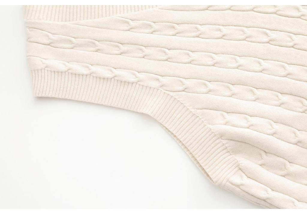 Women's Plus Size Cable Knit V-Neck Cardigan Vest for Autumn and Winter