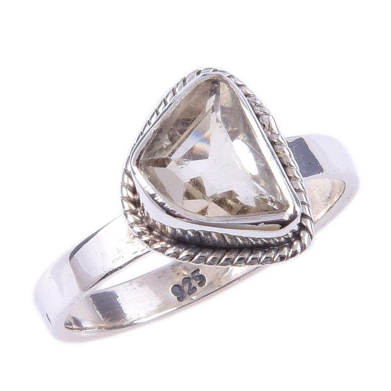 Natural Green Amethyst Gemstone Handmade 925 Solid Sterling Silver Ring S.6 Z1f71