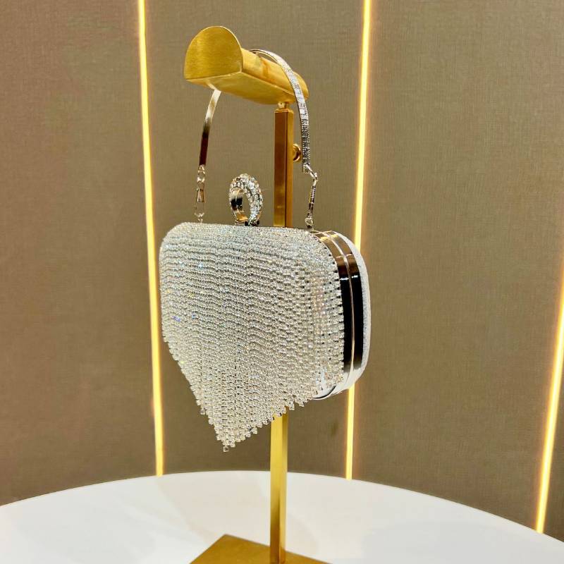Borsa da Principessa KTV Pochette da Sera con Strass Scintillanti e Frange per Eventi Formali