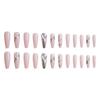 Pink Long Press On Nails with Rhinestone Decor Chip-Proof Smudge-Proof Fake Nails for Shopping Traveling Dating