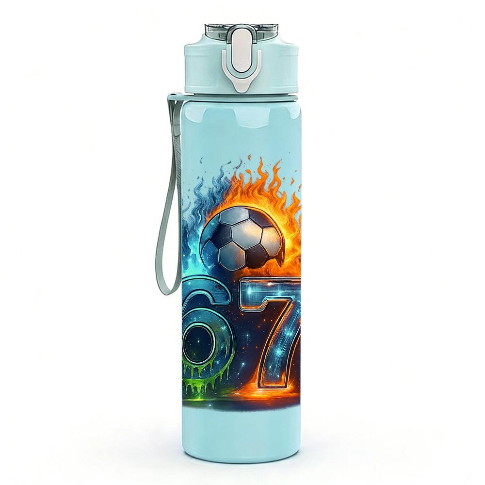 1PC Fiery Number Seven Art 750ml Color Plastic Sports Water Bottle Leakproof Flip Straw Lid Suitable for Sports Office Home Use