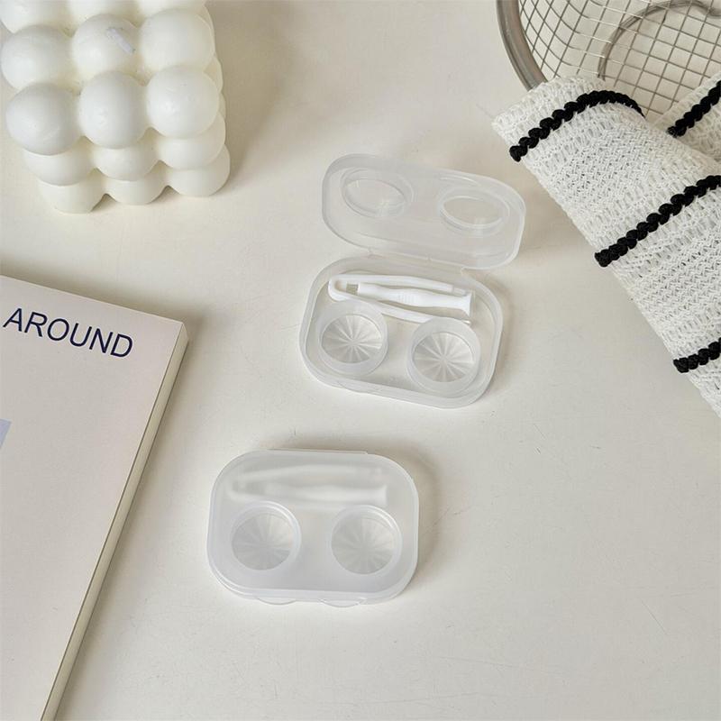 Portable Transparent Minimally Integrated Companion Box Girls Travel Contact Lens Case with Tweezers 1pc Contact Lens Box