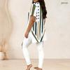 Women Plus Size Round Neck Short Sleeve American Flag Printed Long Top Fitted Pants Two Piece Set