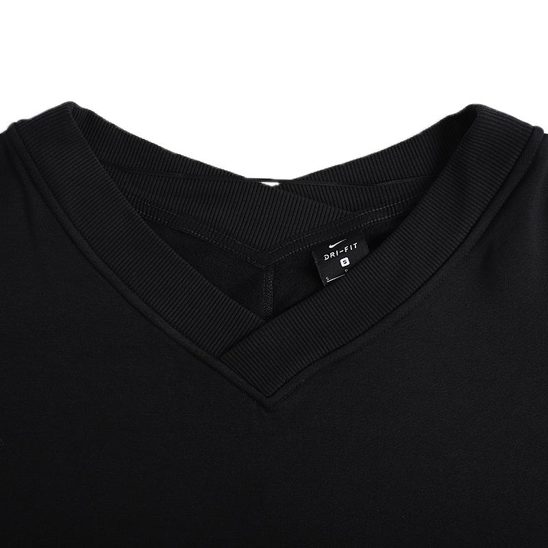 Nike Yoga Solid V-Neck Pullover Long Sleeve T-Shirt Women Tops Black CU5491-010