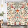 Vintage Garden Art Floral Shower Curtain, Heavy Weight Fabric, Washable Bath Curtains For Bathroom