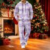 Men's Casual Hoodie and Wide-Leg Pocket Pants Set Loose Fit Christmas Print Sweatsuit for Holiday Lounging