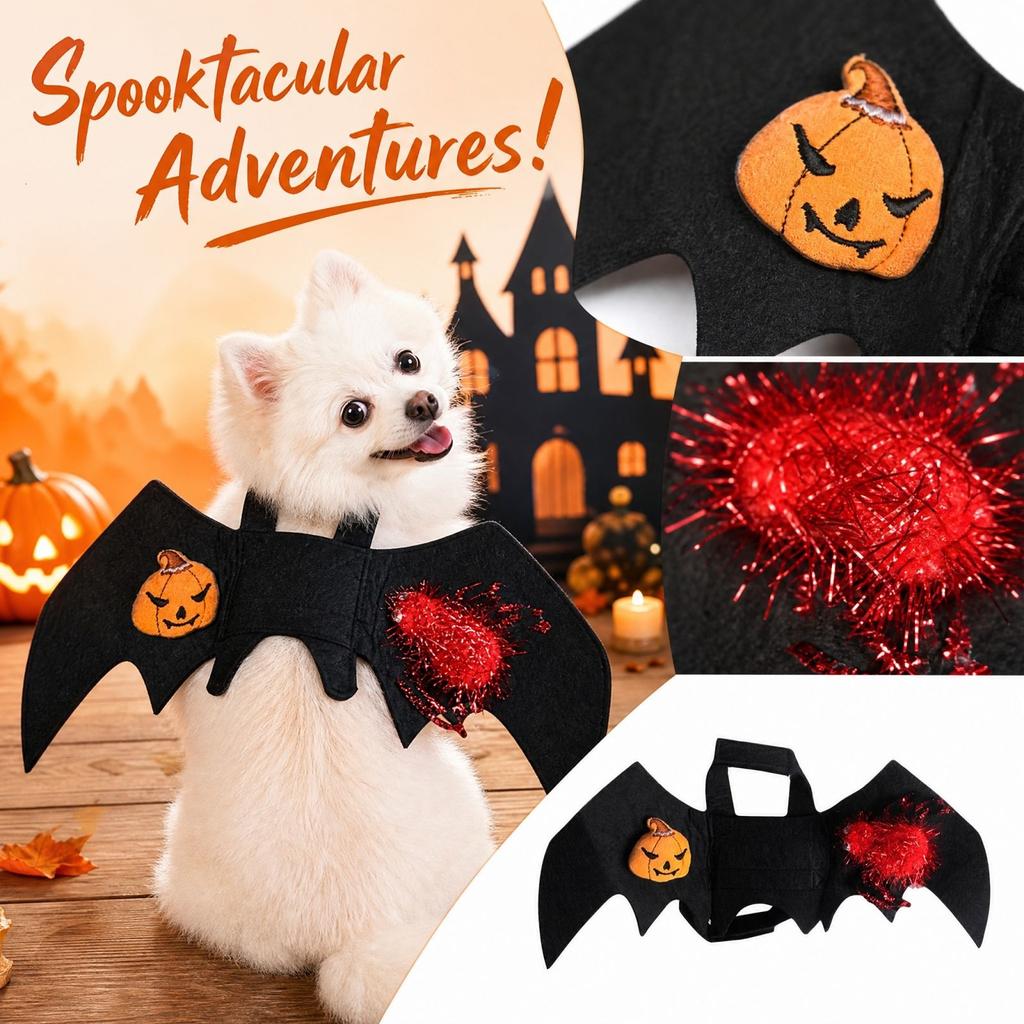 Pet Costume with Pumpkin Theme for Cats and Dogs Halloween Dress-Up Accessories