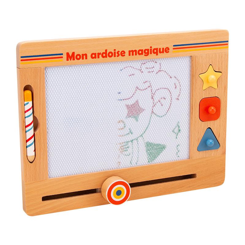 Детская магнитная деревянная ретро доска для рисования, забавная доска для рисования граффити, цветная, с когнитивными формами, домашняя доска для письма, доска для рисования
