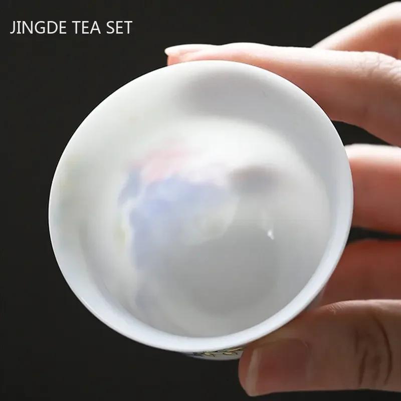 60ml Chinese Enamel Color Tea Cup Ceramic Master Cup High-grade Household Palace Style Tea Set Portable Small Tea Bowl