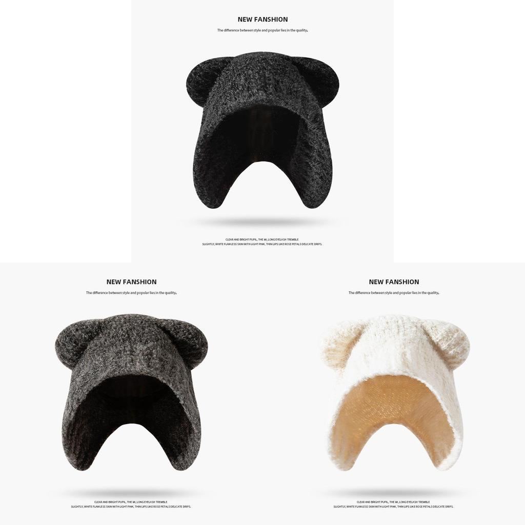 Japanese Cute Bear Knit Hat For Women Winter Warmth And Ear Covering