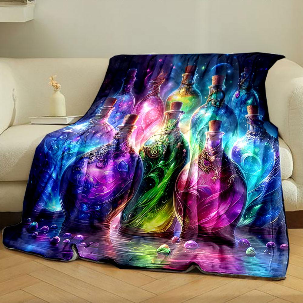 Enchanting Colorful Potion Bottles Art print blanket soft and cozy perfect for the living room bed sofa or a nap,gift