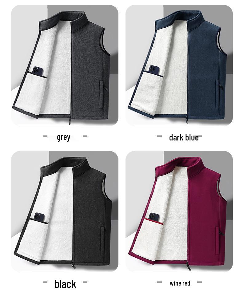 Men's Lambswool Fleece Vest: Warm, Versatile, Sleeveless Outerwear for Autumn and Winter
