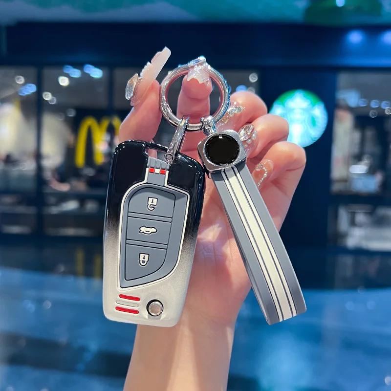 VCA2 Car Key Case For Toyota Prius Camry Corolla C-HR CHR RAV4 Prado Izoa Levin Avalon 2018 -2024 Car Shell Cover Alloy silica gel