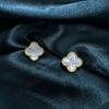 Orecchini da donna in oro a forma di quadrifoglio con madreperla - Argento 925 placcato oro 24k per un regalo - Novità
