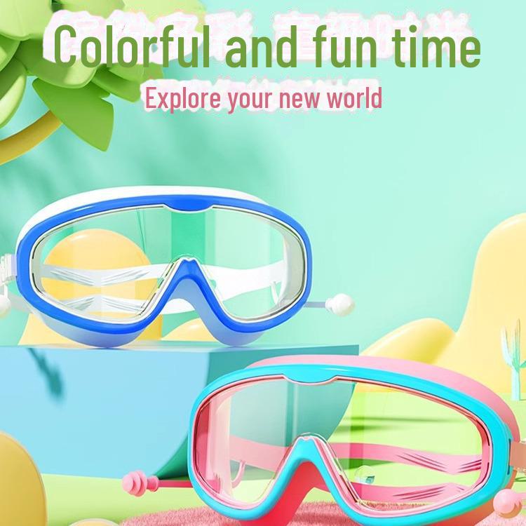 Adult & Children Silicone Goggles: Waterproof, Fog-Proof, Large Frame with Built-in Earplugs