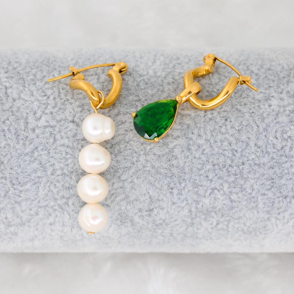 Elegant Multi-color Zirconia Teardrop Pearl Earrings - Women s Fashion Accessories