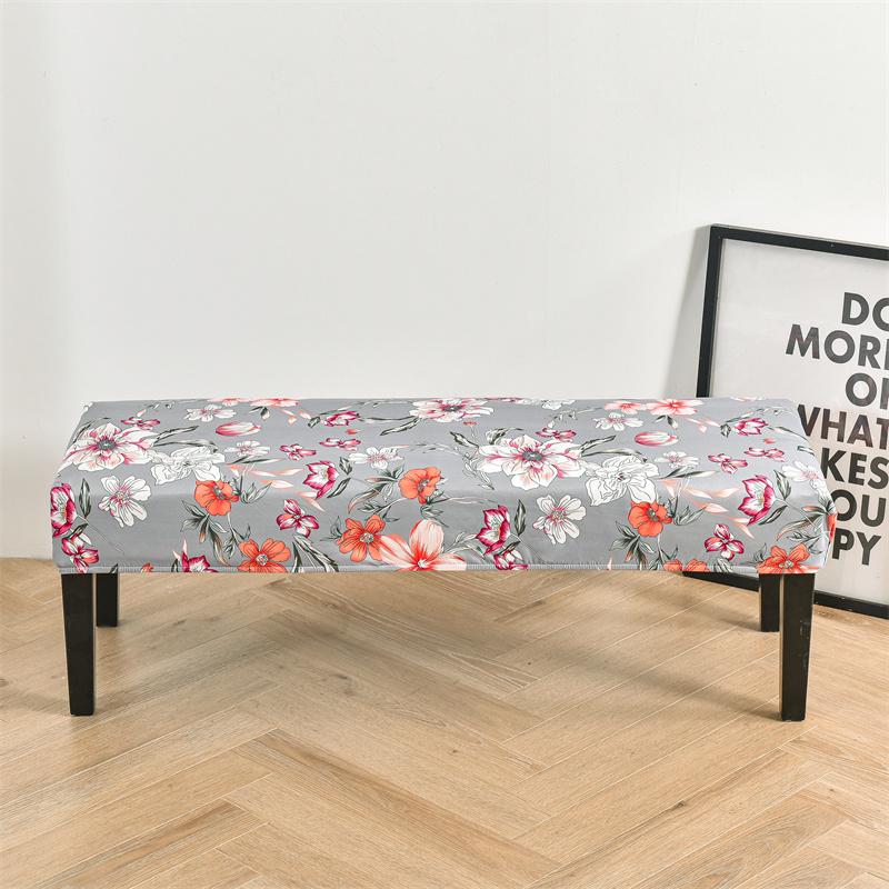 Blomstertrykt benktrekk Spisestue Stretch Spandex Pianokrakkdeksler Rektangel Seng Lang krakkdeksel Møbler Hjemmedekor
