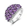 Gorgeous 925 Sterling Silver Women's Big Ring Natural Amethyst Gemstone Noble Fine Jewelry for Anniversary Engagement Gift