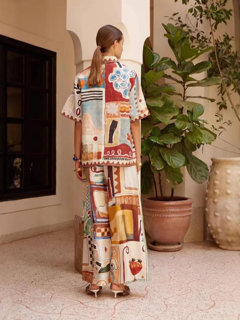 2025 Fashionable Linen Short Sleeve Casual Loose Set