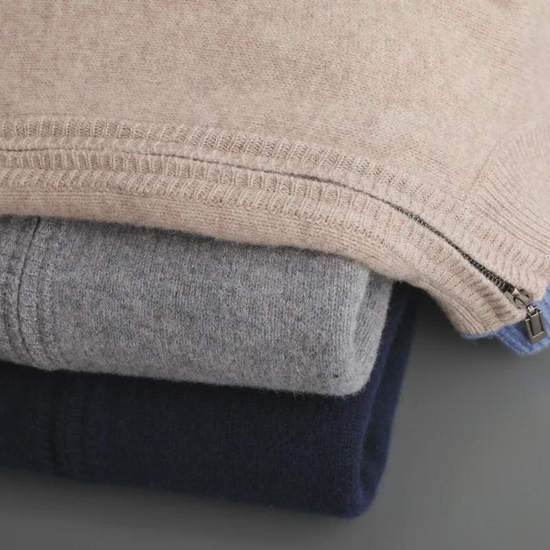 Men's 100% Wool Zipper Cardigan - 2024 Autumn/Winter Double-Sided Thick Jacket