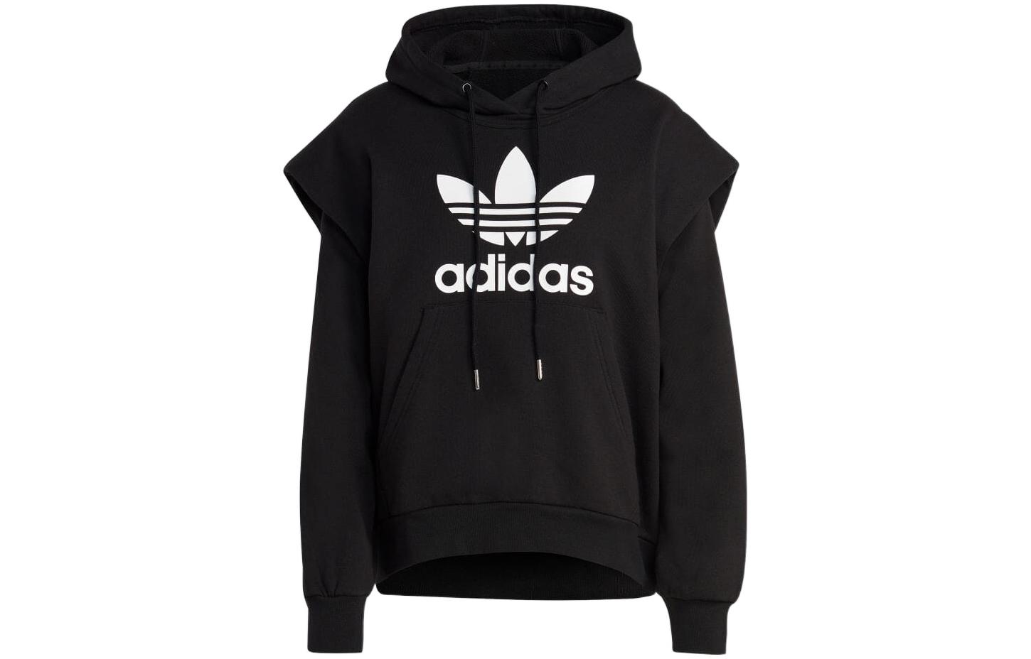 adidas originals Women s Trefoil Parka Hoodie Black IC5576 XXS