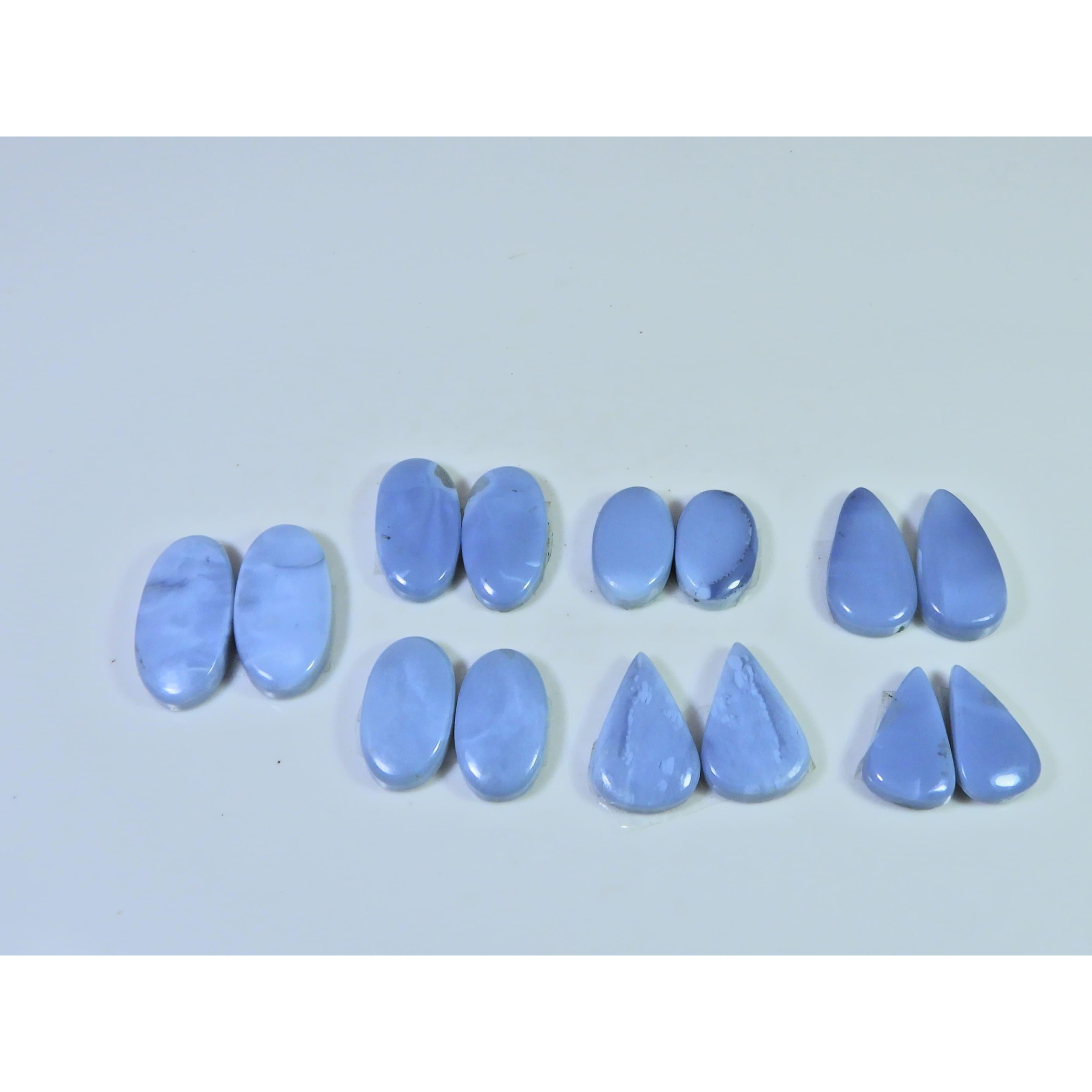 Natural Blue Opal Matched Pair Mix Cabochon Loose Gemstone 07 Pair Lot C-2040