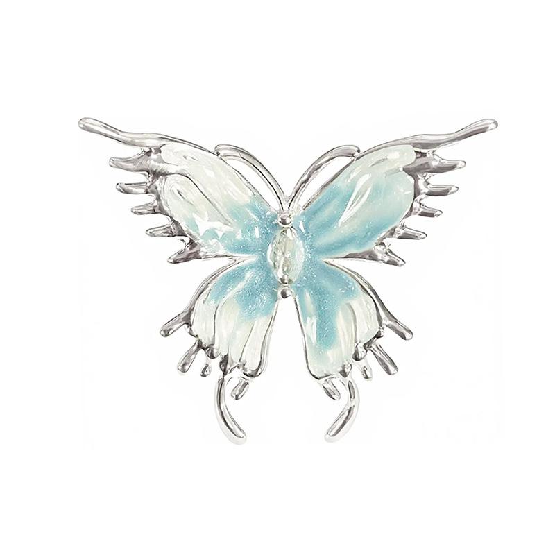 Blue Breath Enamel Dripping Oil Liquid Butterfly Series Open Ring Niche High-End Light Luxury Irregular Ring