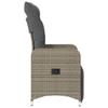 Adjustable Garden Armchair with Cushions Grey Poly Rattan