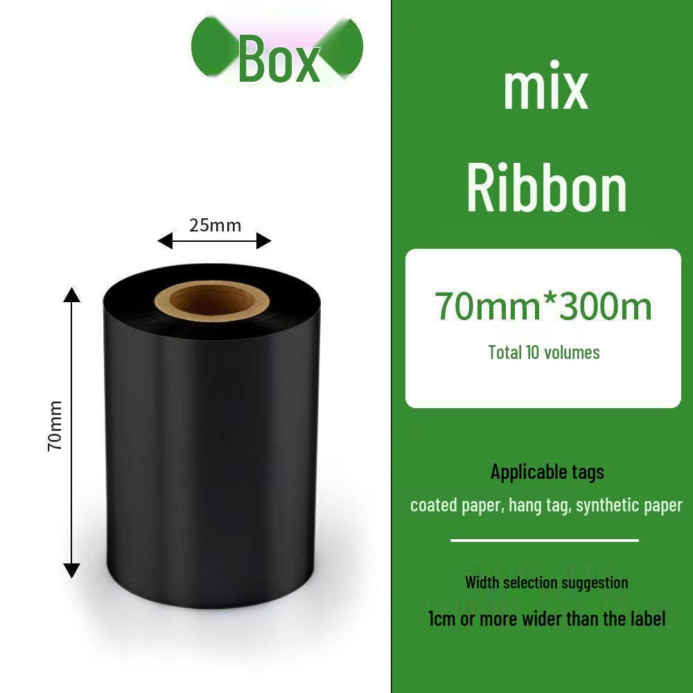 

110x300m Wax-Resin Thermal Transfer Carbon Ribbon Box for Label Printing