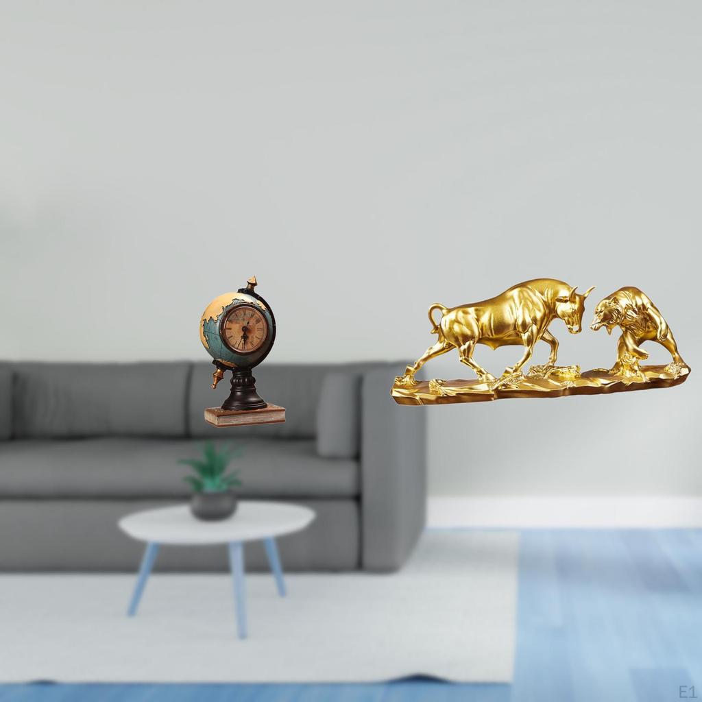 Feng Shui Statue Table Clock Collectible Art Craft Ornament for Office Shelf Bedroom Cabinet
