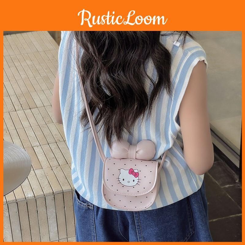 Print Kids Cartoon Mini Crossbody Bag With Bow Design For Toddlers