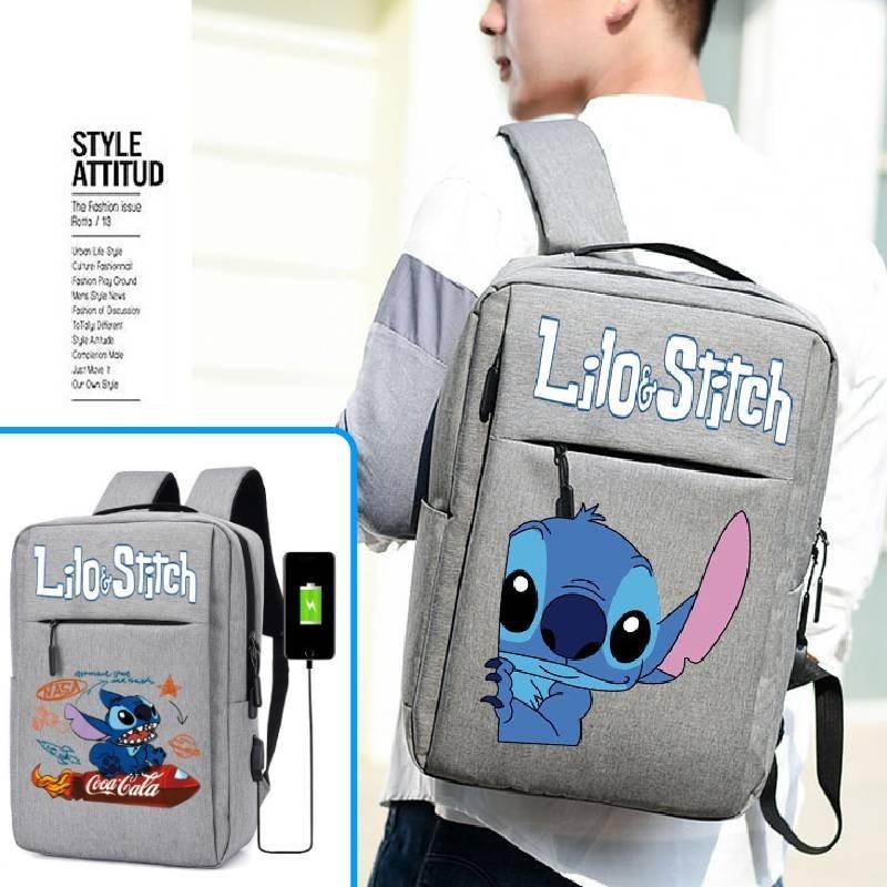 Spacious Usb Charging Stitch Backpack Nylon Material School Bag For Students