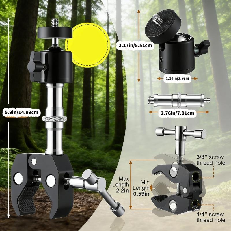 Universal Ball Head Mount With 1/4Inch Thread For Camera Tripod Light Stand And Microphone Holder Adjustable Arm