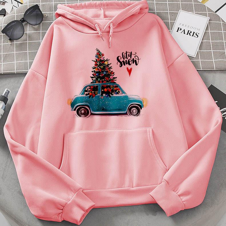 Harajuku Fleece Pullover Hoodie Christmas E Print Hoodies
