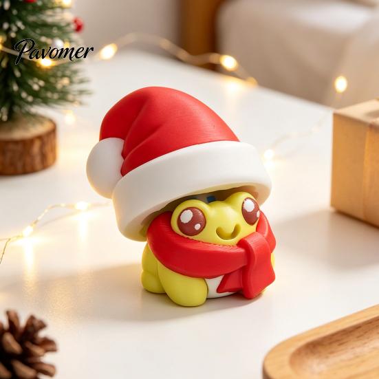 Stress Relief Frog Clicker 3D Printed Christmas Clicker, Santa Hat Finger for Gift Box Relief, Push Button Fidget Toy, Xmas Party Favors Toy